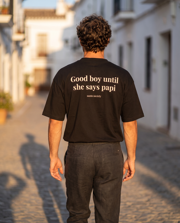 Good boy until she says papi – Oversized organic tee