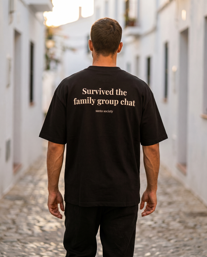 Survived the family group chat – Oversized organic tee